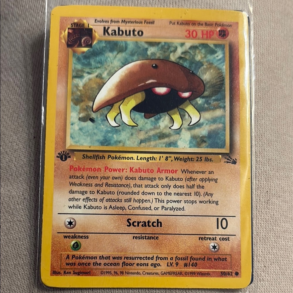 Kabuto 1st edition Pokémon Card 50/62